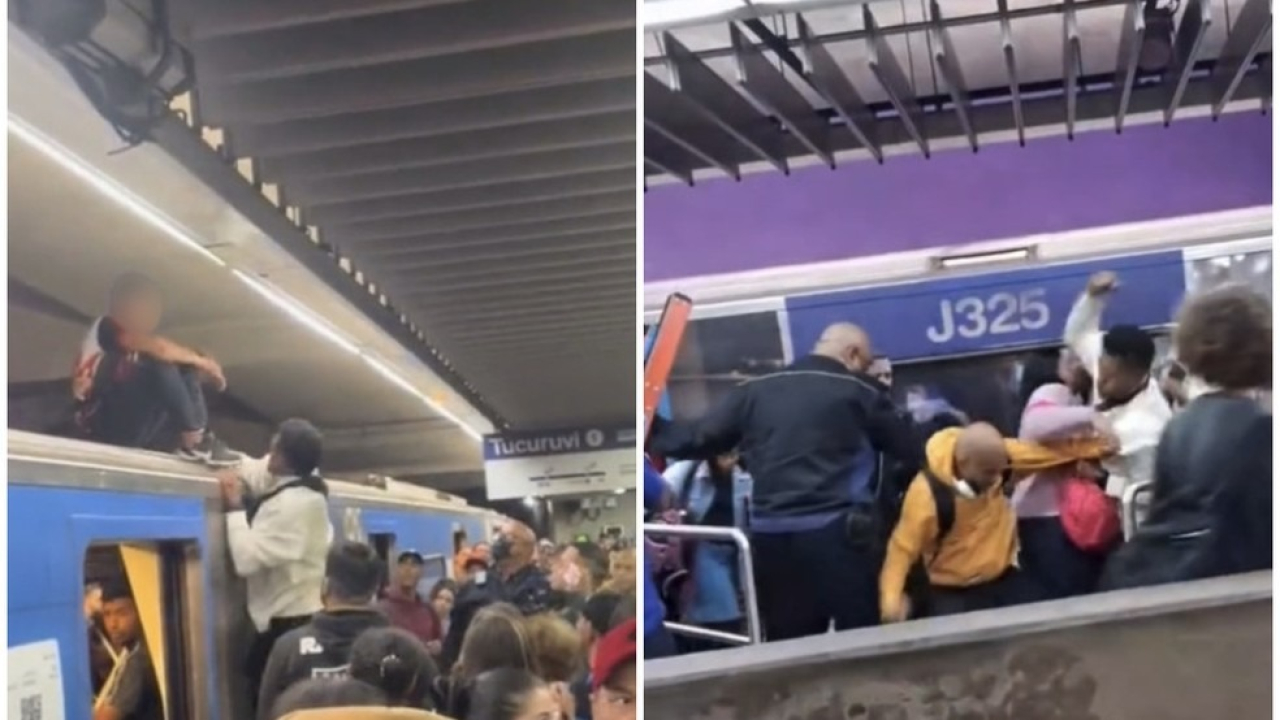 VÍDEO: Homem senta em cima de vagão do Metrô, interrompe circulação de trens e gera confusão em estação da Linha 1-Azul, em SP